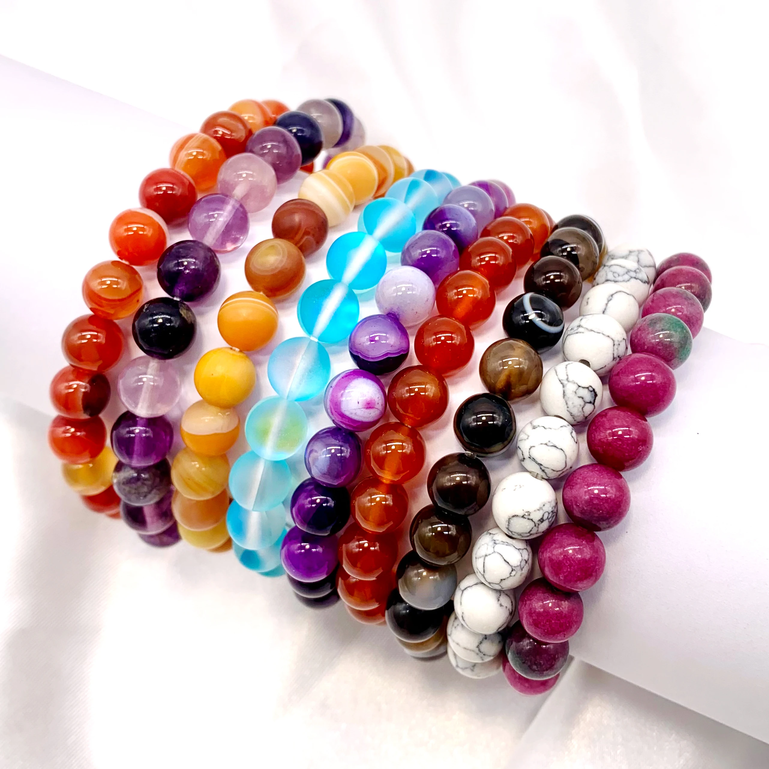 Hot selling crystal bracelets healing natural stone 8mm Agate bead bracelet natural stone wholesale stone bead bracelets