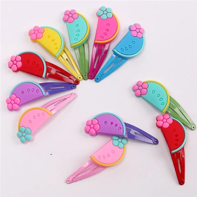Children New Silicone Hair Clips Cute Fruit Flowers Safety Barrettes BB Clip Little Girls Gifts