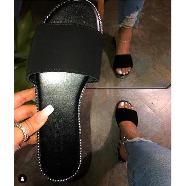 2020 New Arrival Lady Slide PU Sandals Cheetah Black White Color Available