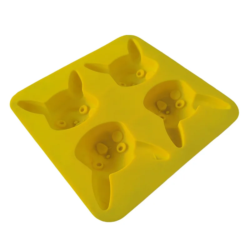 New Arrival Wholesale 4 Cavities Silicone DIY Mousse Cake Mold Pikachu Ice Cube Tray Chocolate Cookie Soap Baking Moulds