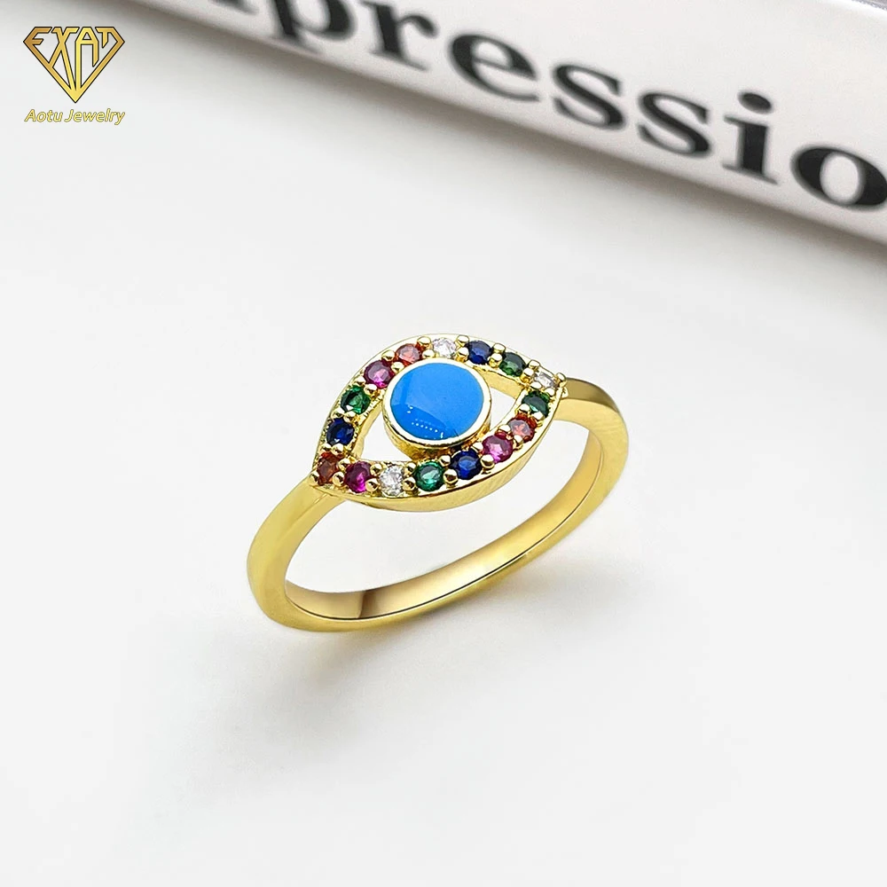 Fancy jewelry 18k gold multi color marquise love heart eyes whale shape dainty zircon ring