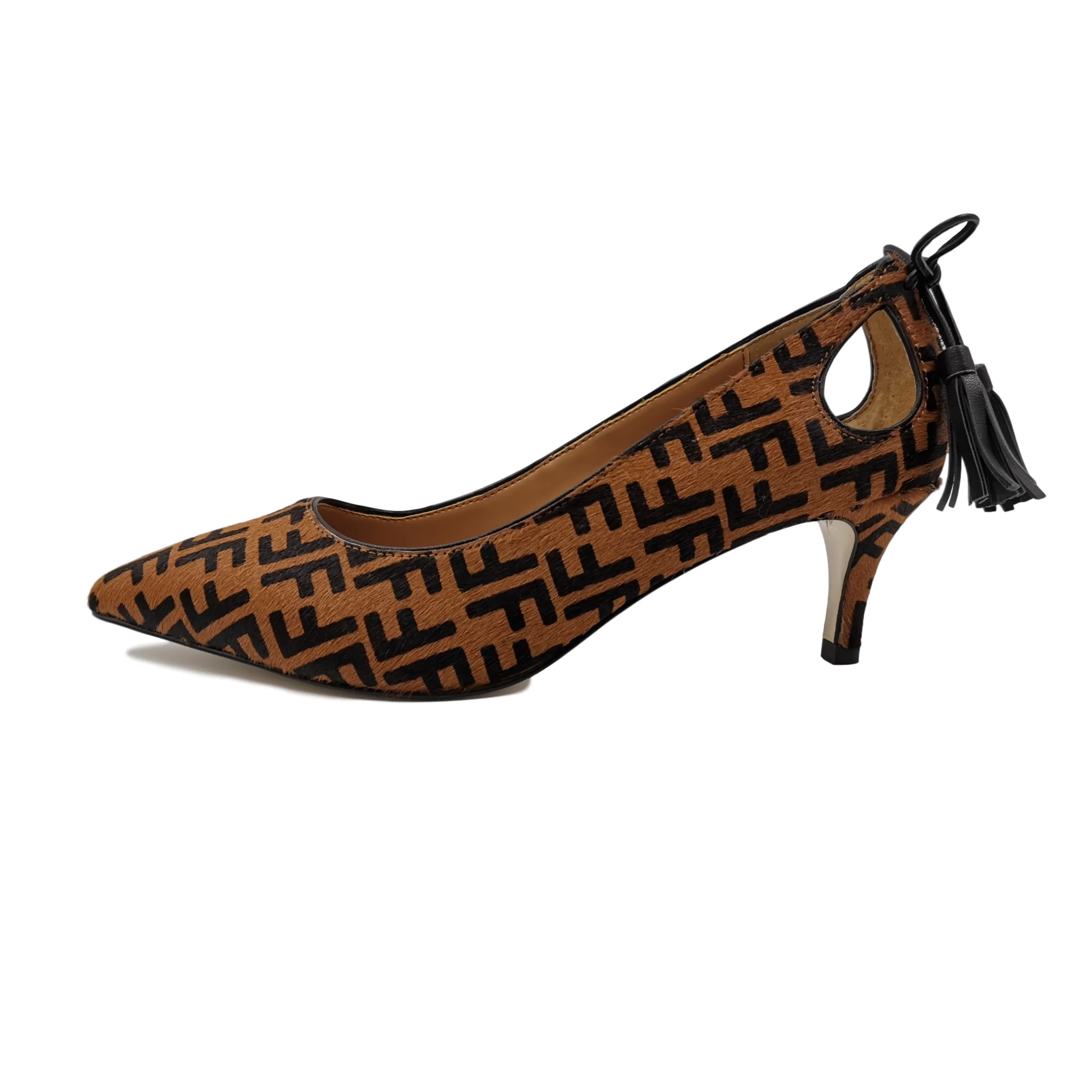 
Luxury brand kitten heels pumps 2021 new arrival high quality leather shoes pointed toe leopard heels shoes for women 