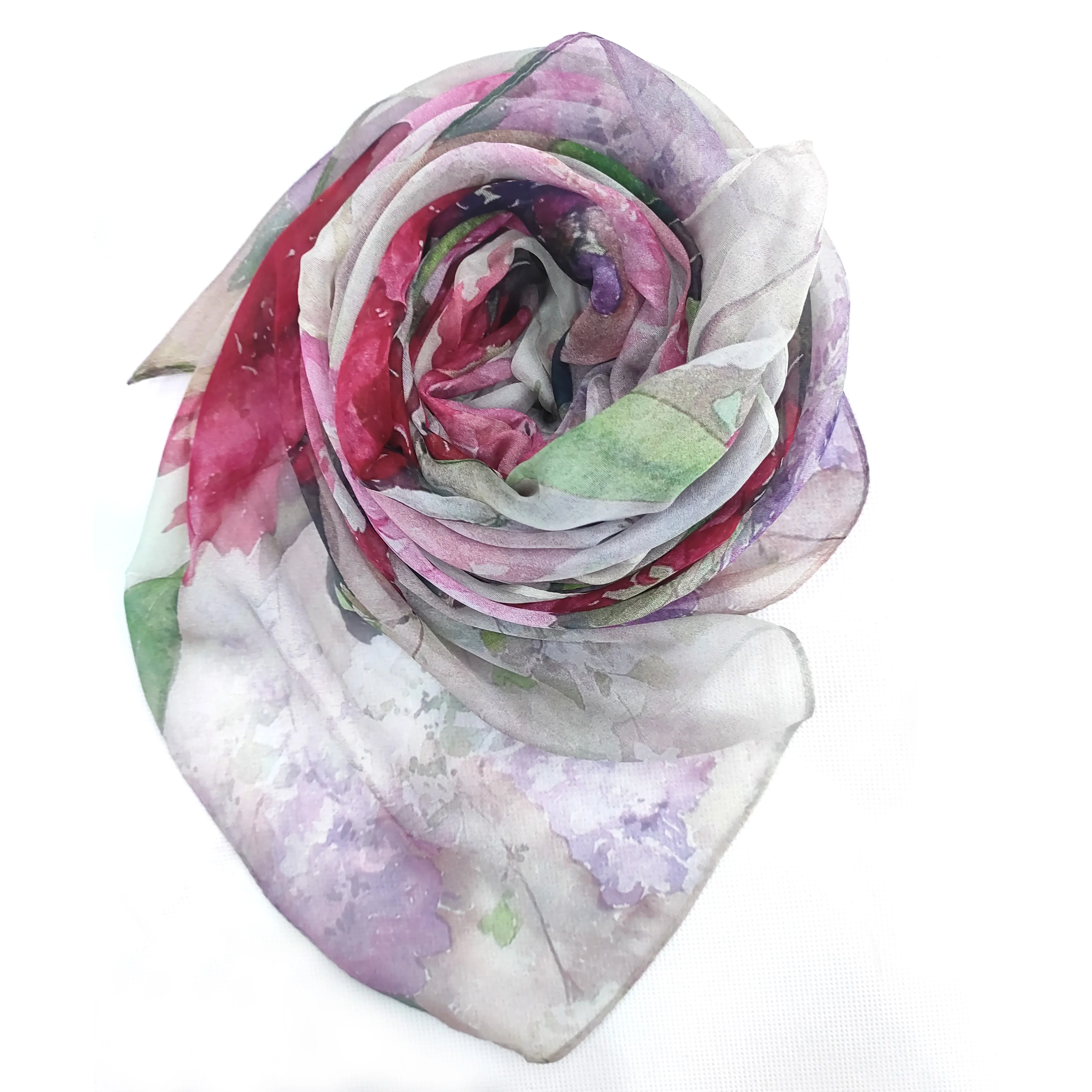 
Premium Quality Colorful Flowers Printed Shawls Pashmina 100% Pure Silk Scarf Gift For Women 