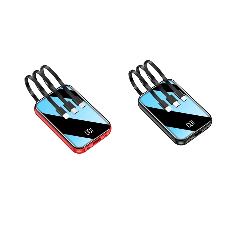 
Portable Mini Full Screen Small Powerbank Universal 10000mAh Power Bank For Mobile Phone Charger With Type-c cable inside 