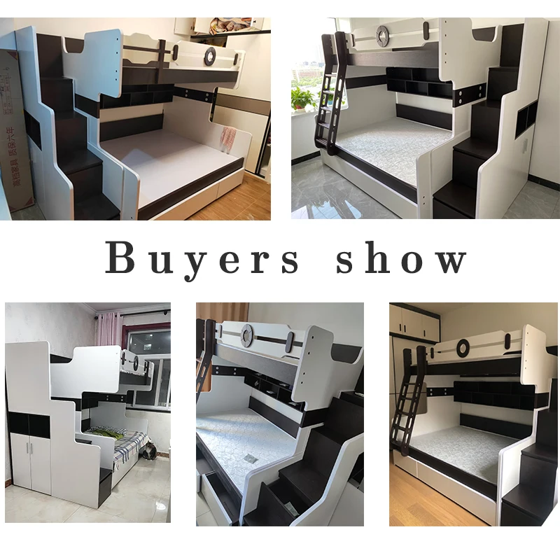 latest Modern fashion design children furniture bunk bed children kids furniture  double With stairs wardrobe