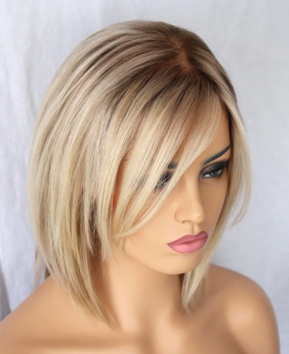 Remy Indian human hair short ombre wigs with baby hair cuticle aligned hair wig Ombre Blonde Colored Preplucked