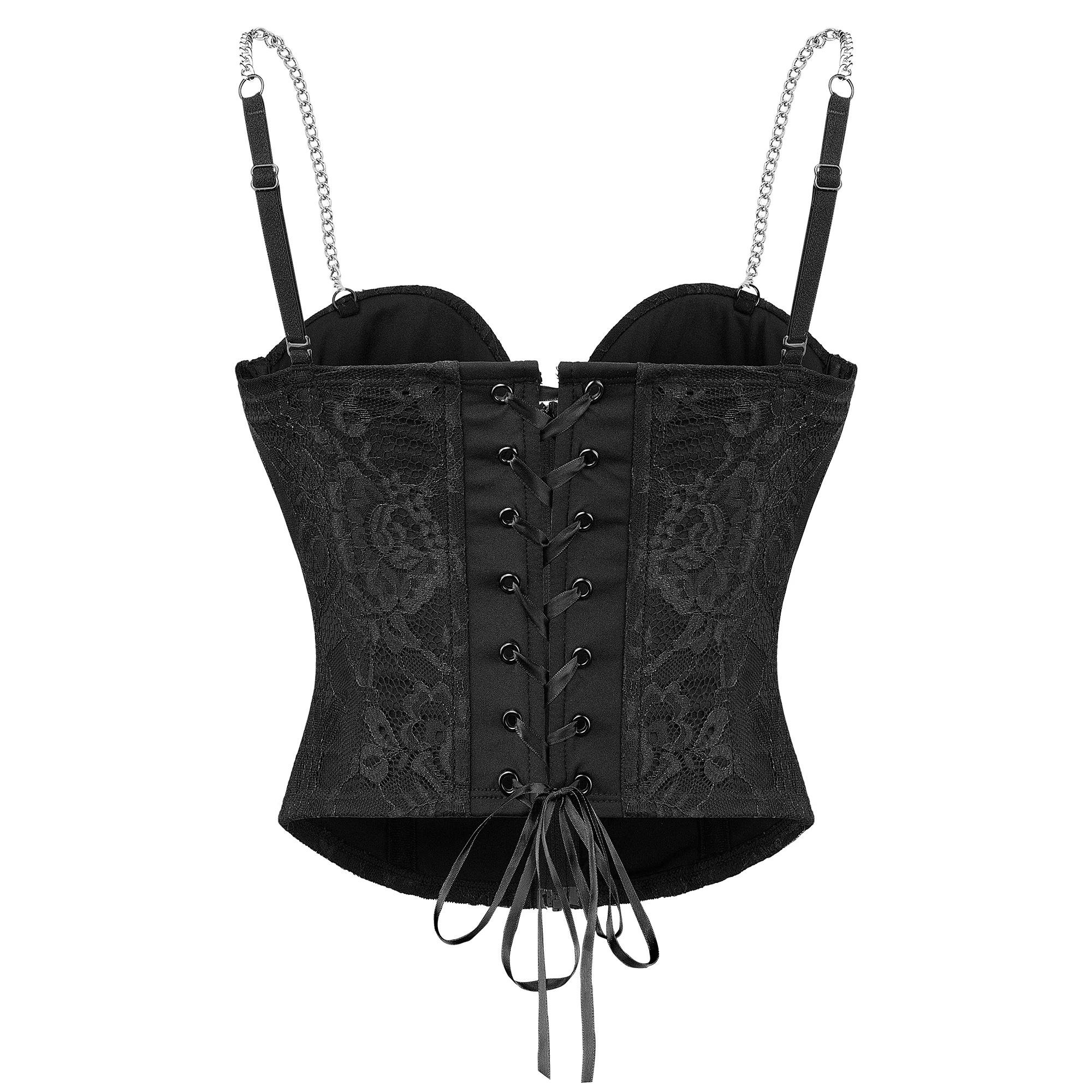 Personalized Milk Silk Corset 10 Steel Bone Zipper Metal Chain  Tops Shapewear Bodysuit Torso Waist Trainer for Women