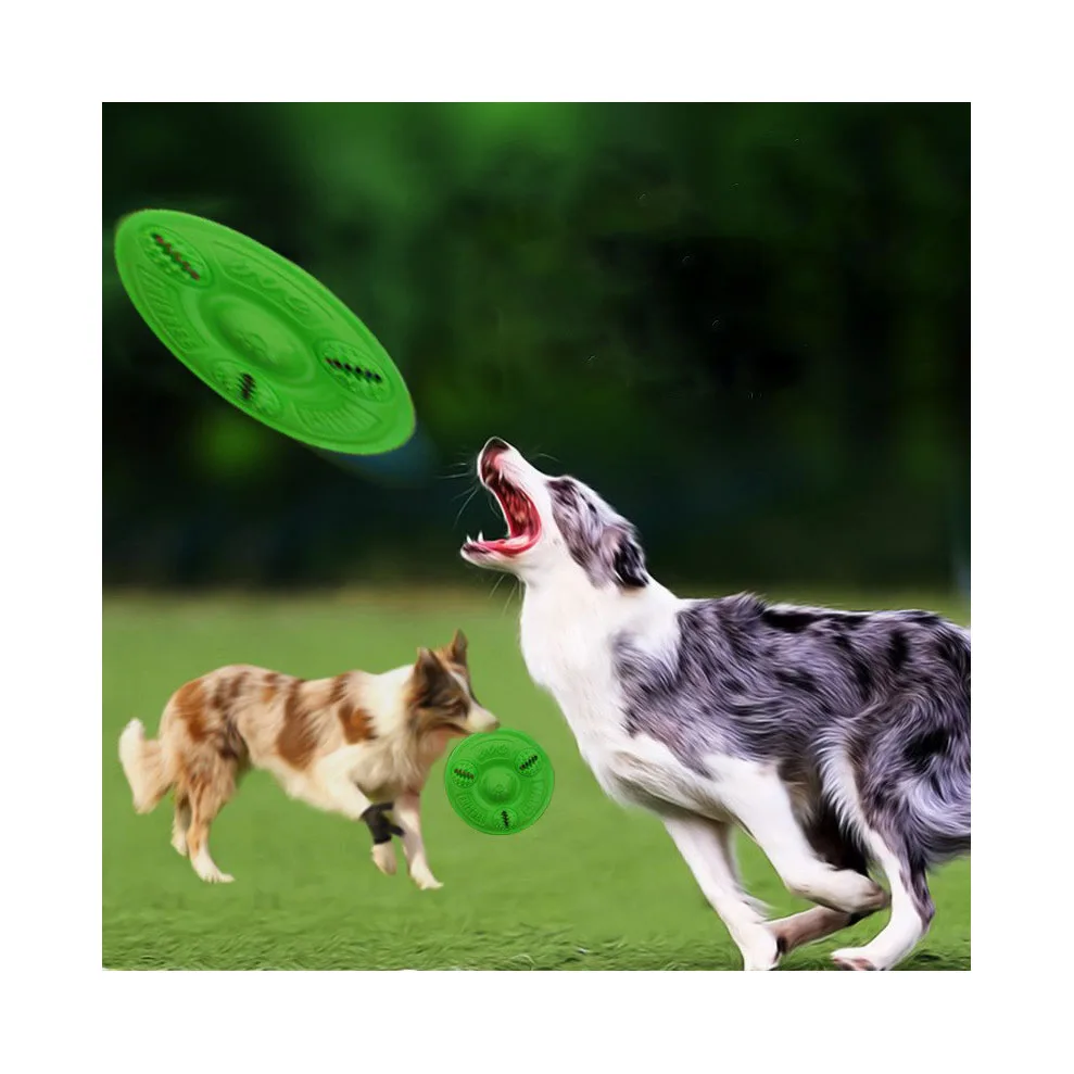 
Fyzlcion Environmentally Friendly Durable Non-toxic Safe Multifunction Dog Training Flying Disc for Small Medium Pets 