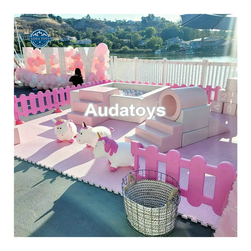 Pink and white Commercial Kids Play Area Playground Outdoor For Children Play Set