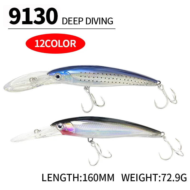 Wholesale 160mm/72.9g Floating Trolling Minnow Fishing Lure PVC Seawolf Bait Needle Tuna Road Bait Mackerel Mackerel Fishing