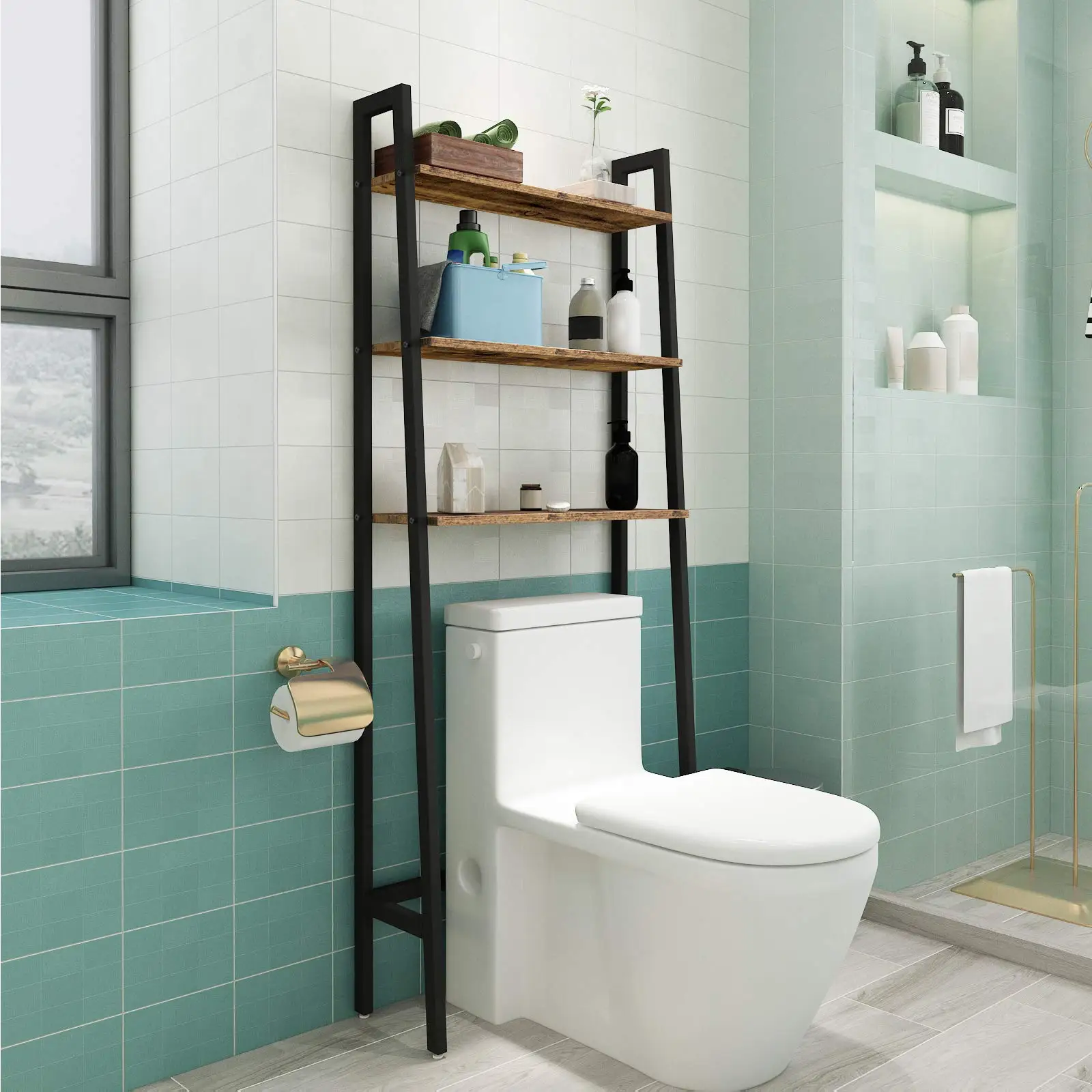 Hot Sale Industrial Multi-Functional Bathroom Storage Organizer Toilet Rack 3 Tier Over Toilet Bathroom Organizer Toilet Storage