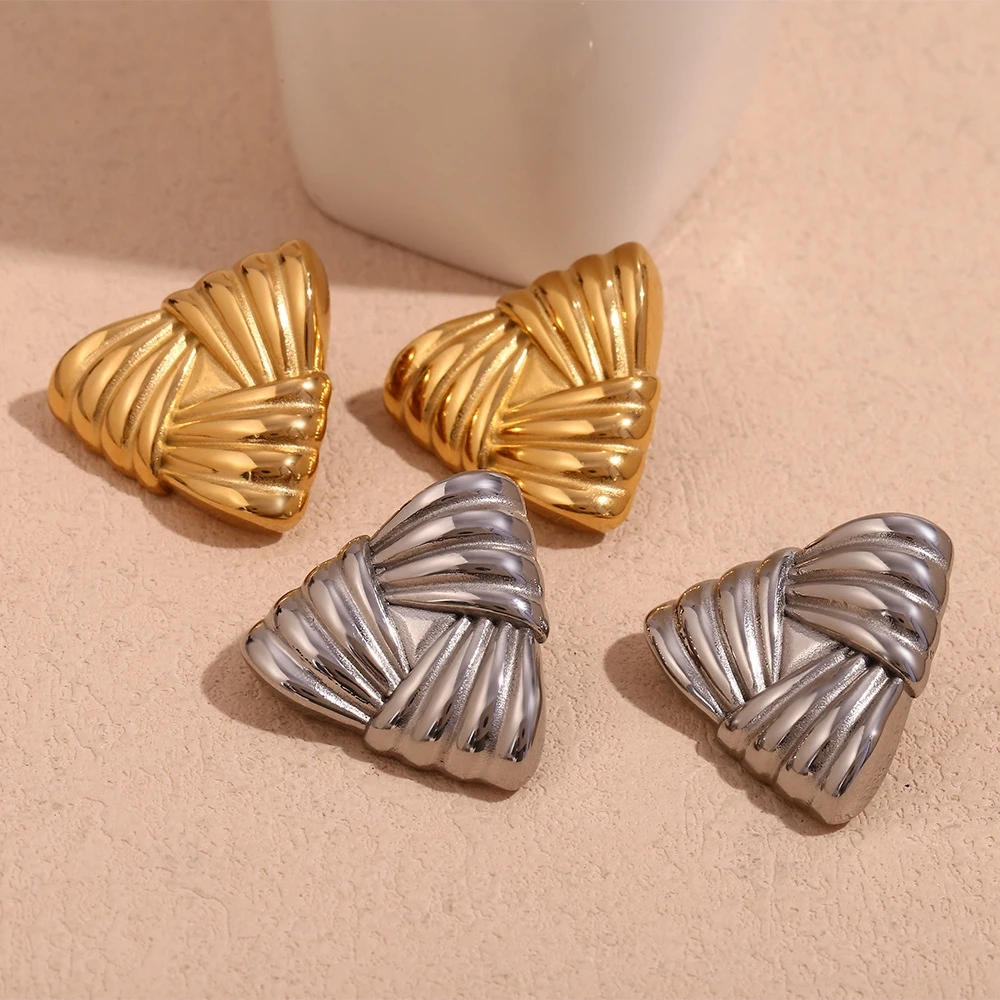 Fashion Jewelry Triangle Stud Earrings PVD Gold Plated Statement Jewelry Tanish Free Stainless Steel Earrings
