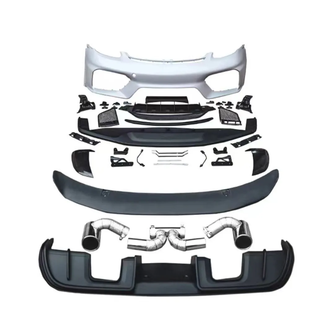 Car body kit for Porsche Cayman 718 to GT4 2017- including front bumper assembly with grille,rear diffuser