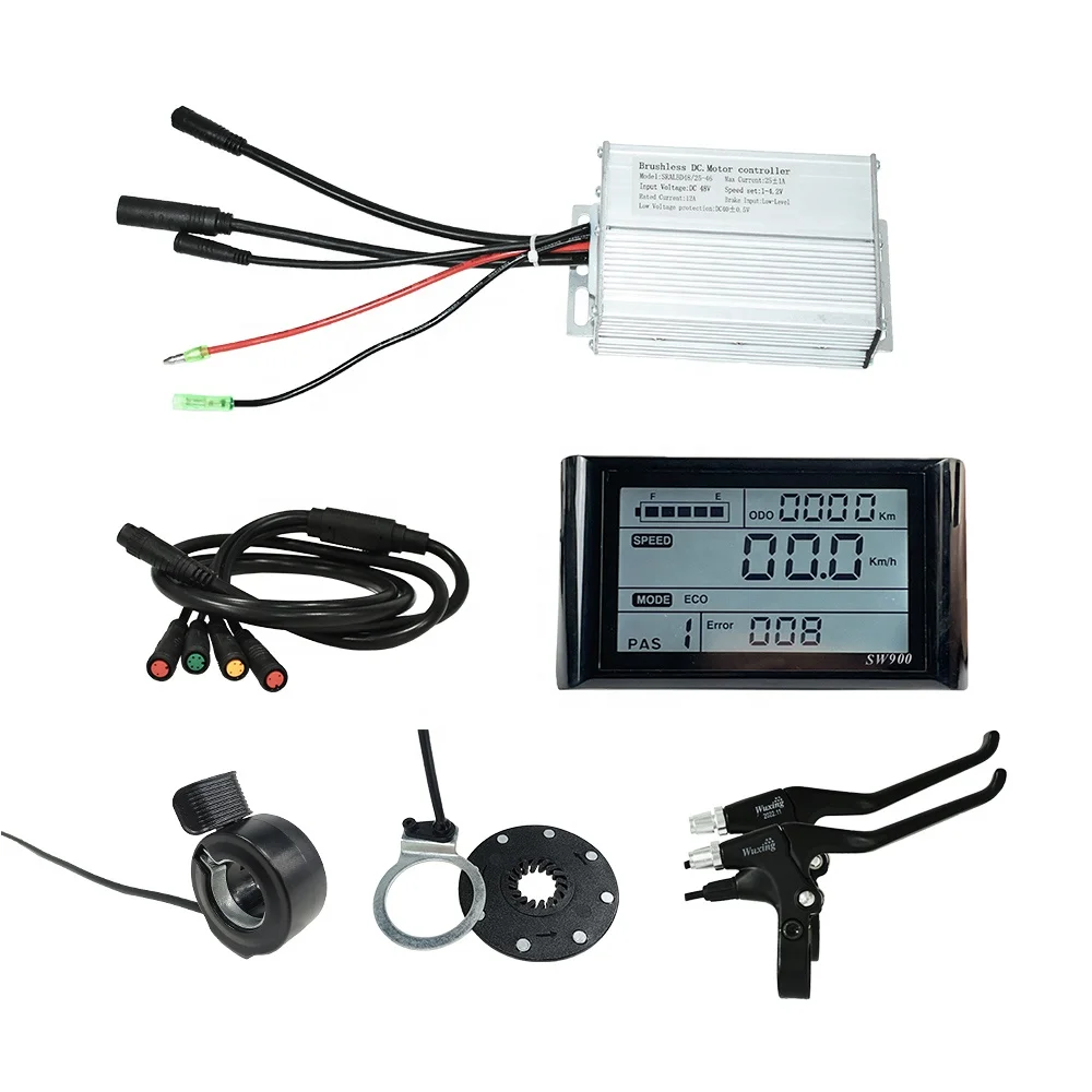 ebike motor assistance PAS brake levers thumb throttle electric bike controller kit with LCD display