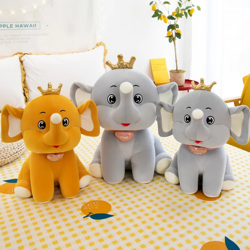 Claw Machine 8inch Crown Elephant Doll Plush Toy Girl Heart Bed Sleeping Pillow Children Wholesale Mini Crane