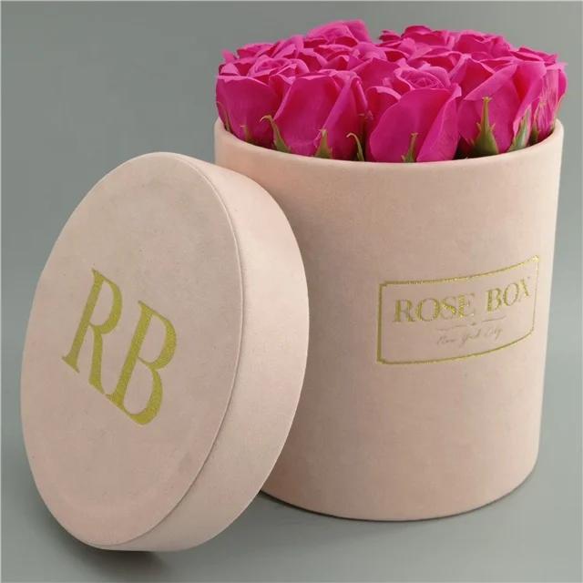 Colourful velvet custom round rose gift box