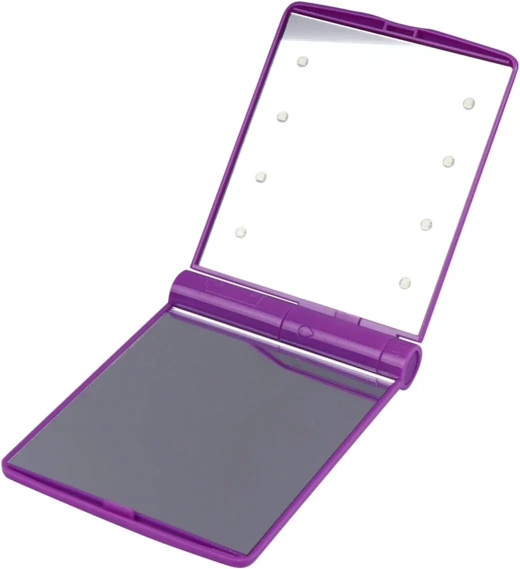 Compact Mirror LED Lighted Makeup Travel Pocket Mirror Double Sided Handheld Mirror