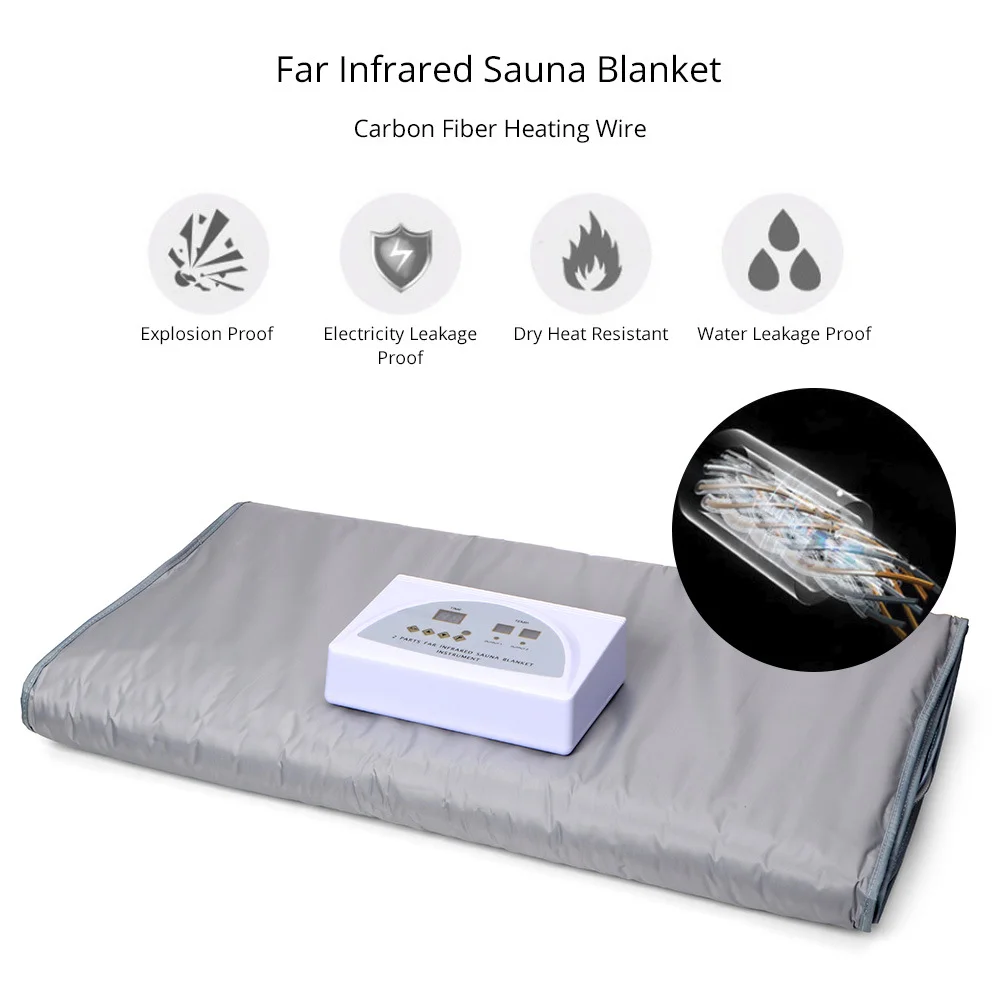 Double layer led infrared sauna blanket no emf chair air pressure professional thermal portable steam sauna infrar ems blanket