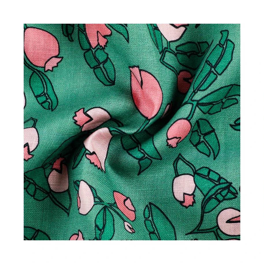 Высококачественная зеленая Легкая удобная 100% льняная хлопчатобумажная ткань