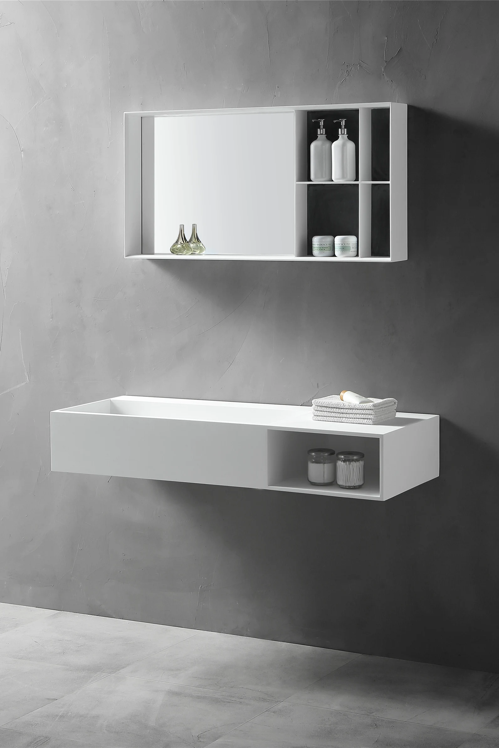 
Wall hung solid surface artificial stone acrylic bathroom sink for hotel 