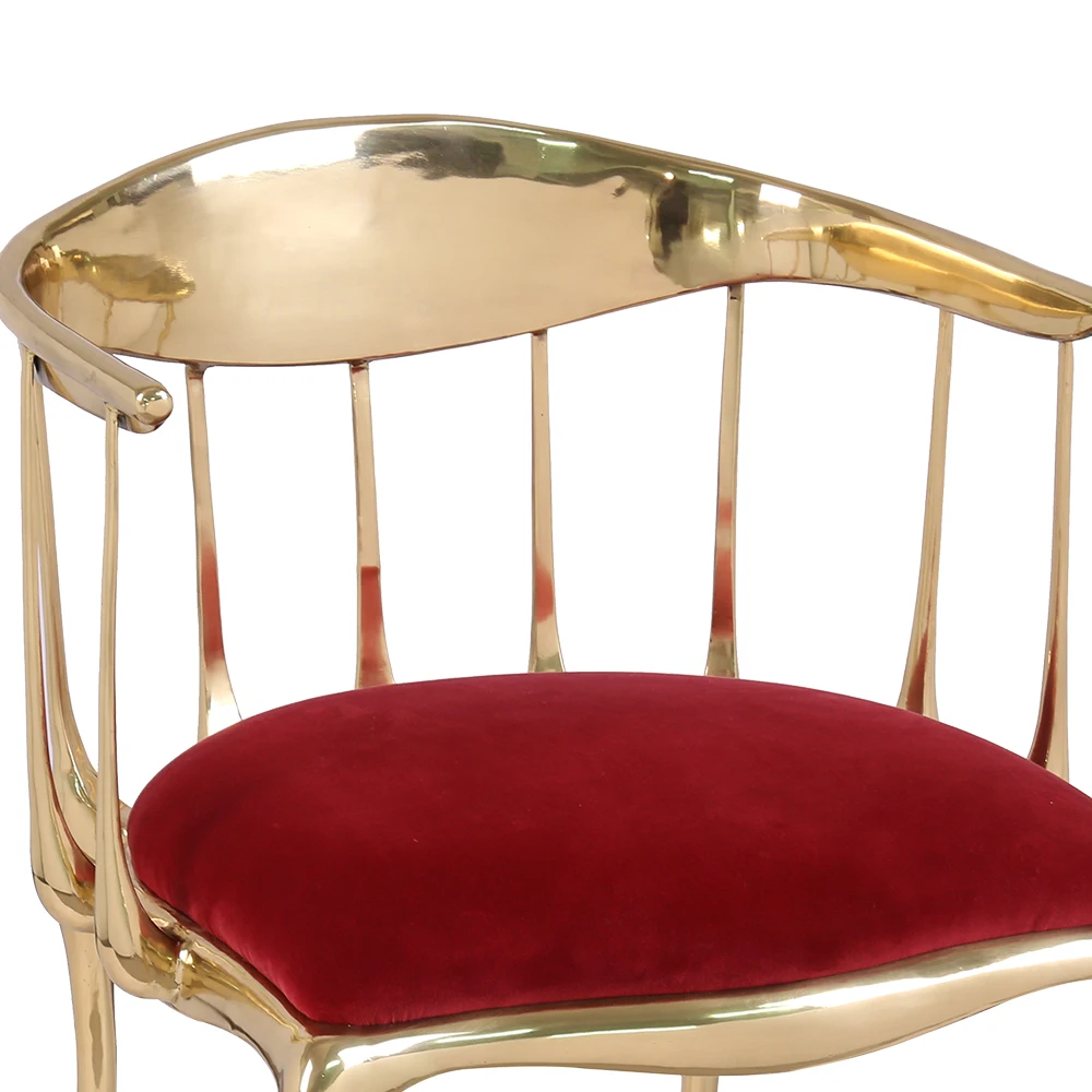 Современная роскошная мебель для гостиной, одинарный стул из золотой литой меди