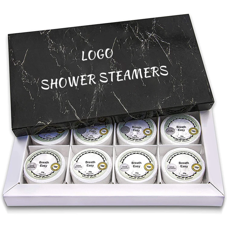 Private label OEM Marble Box Aromatherapy Gift Set Natural Organic Vegan Fizzies Bath Shower Steamers