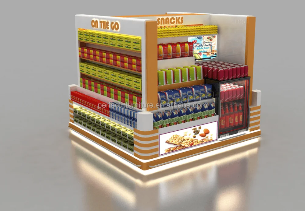 Retail Snack Display Stand Shopping Mall Shop Design candy bar