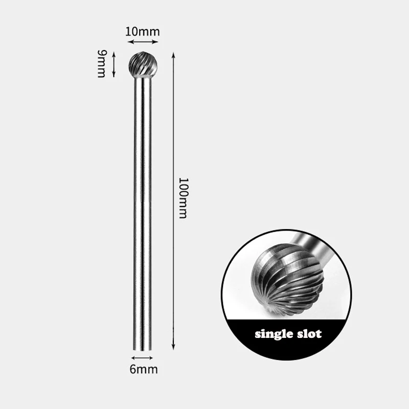 Tungsten Steel Carbide Extended handle Round Ball Shape Cutter Rotary Burr For Cutting Tools