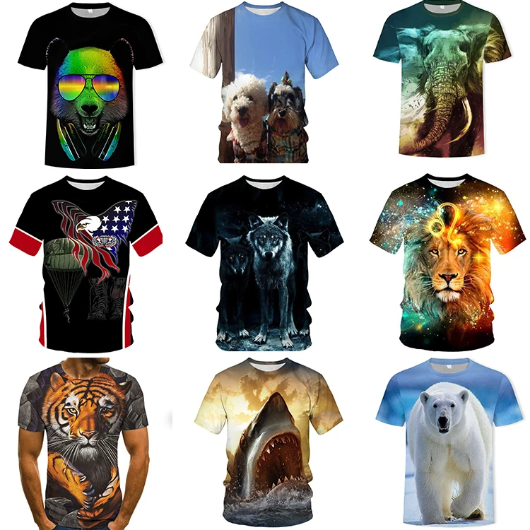 Custom Big Tall Unisex 3D Digital Printing Short-Sleeved Oversized T-Shirts New Fashion Hip Hop Style with