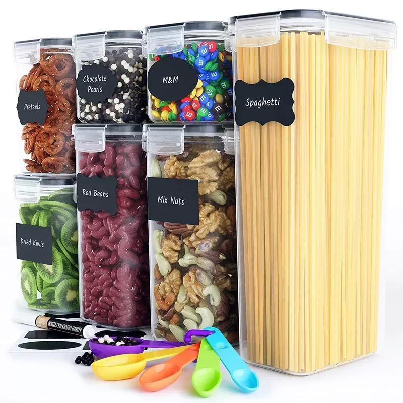 2022 Hot Sale Transparent Plastic BPA Free 100% Airtight Kitchen Food Storage Container Set with Lids