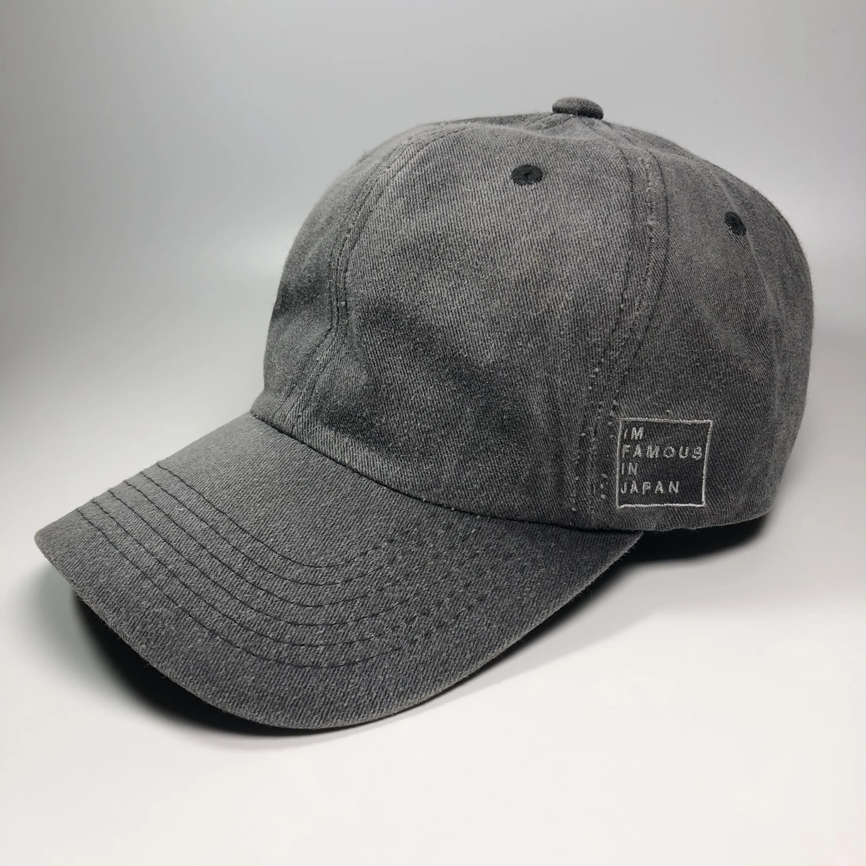 Wholesale fashion plain blank gray embroidery washed denim baseball cap hats