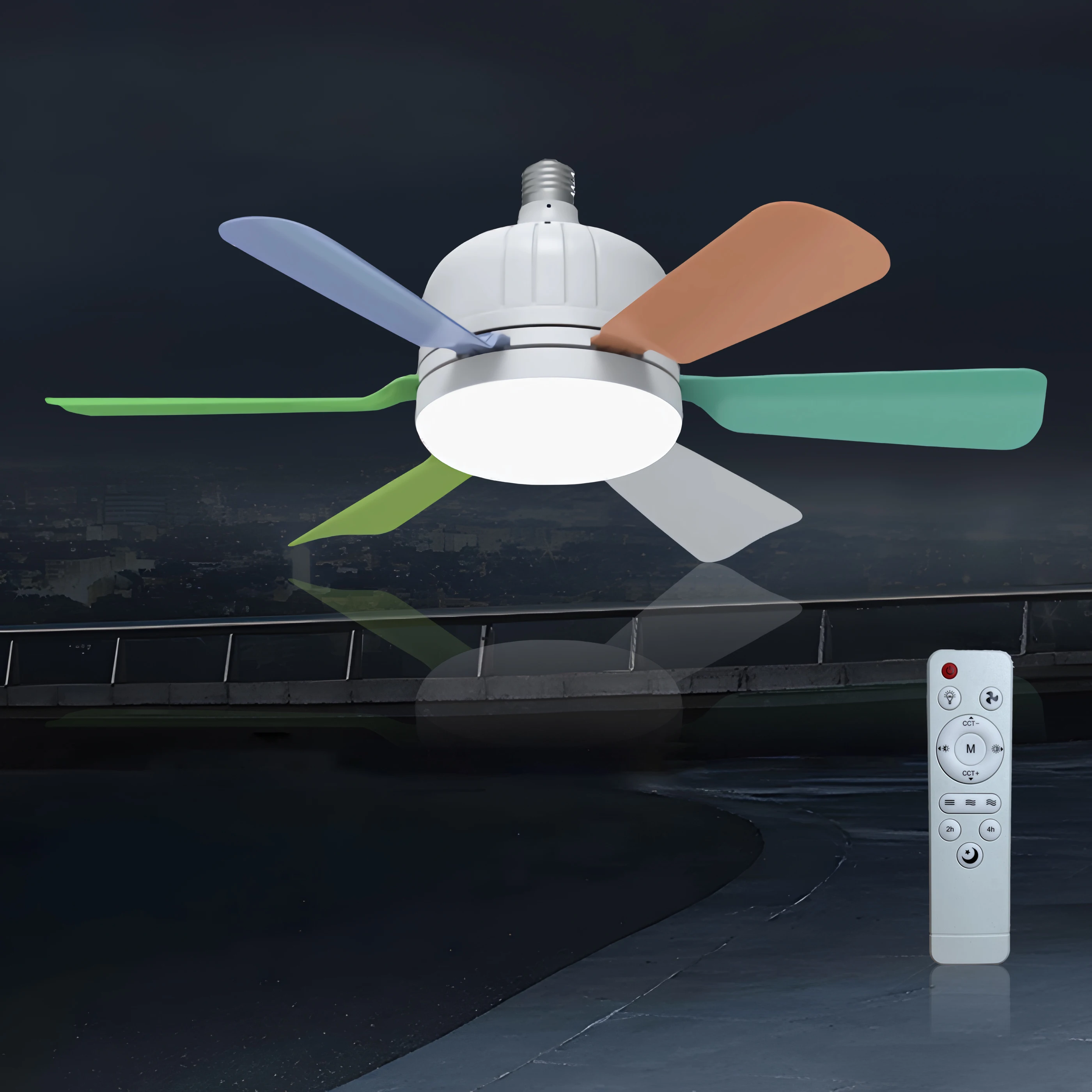 Modern LED Ceiling Fan Lights Silent Indoor Enclosed Kitchen E26/E27 Dimmable Socket Fan Light Remote Control AC Power Home Use