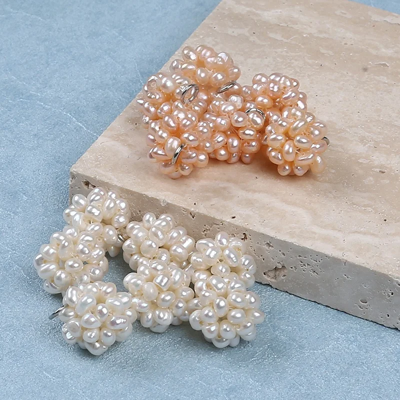 Wholesale 15-16mm white pink color flower ball real natural freshwater potato loose pearls jewelry making