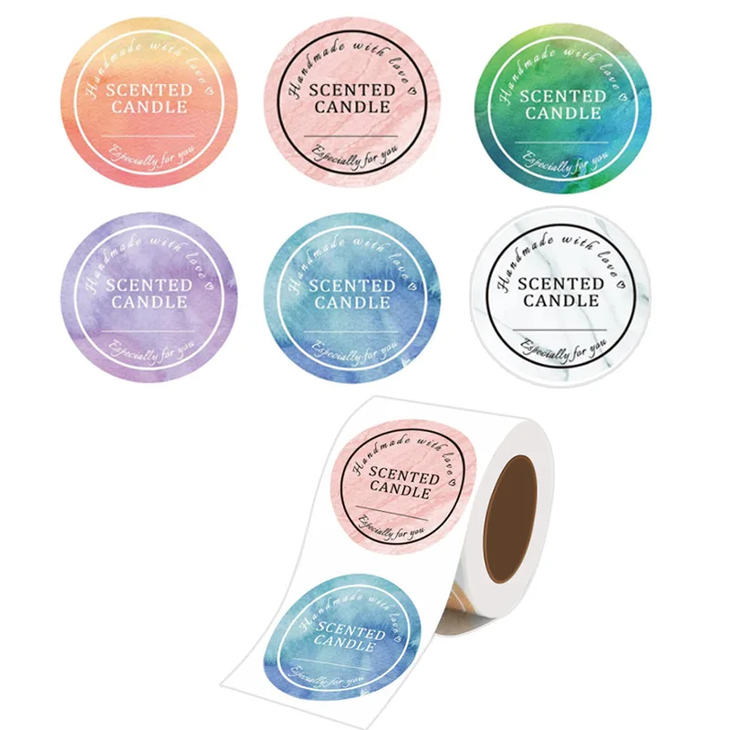 500 Pieces 2 inch Round Labels Stickers Customizable Patterns Holographic Sticker Roll Thank You Self-Adhesive Paper