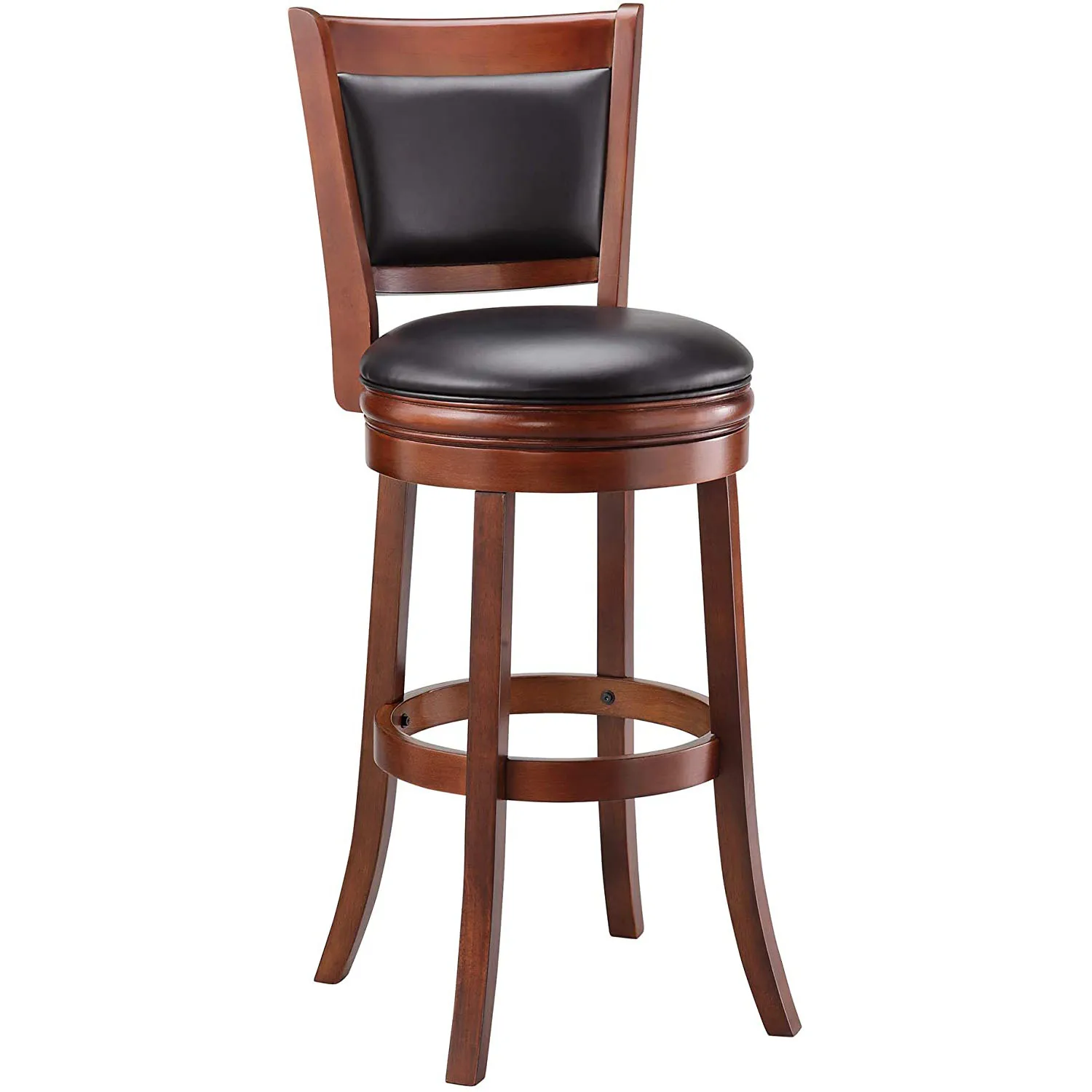 Bar Chair Swivel Bar Stools with Backrest Top Rated Leather Modern Contemporary SGS Commercial Furniture Cherry Wood, Leather