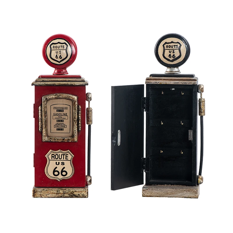 Antique Wooden Key Holder for Home Creative Gas Pump Key Storage Box Factory Wholesale MDF Wall Mounted Key Holder