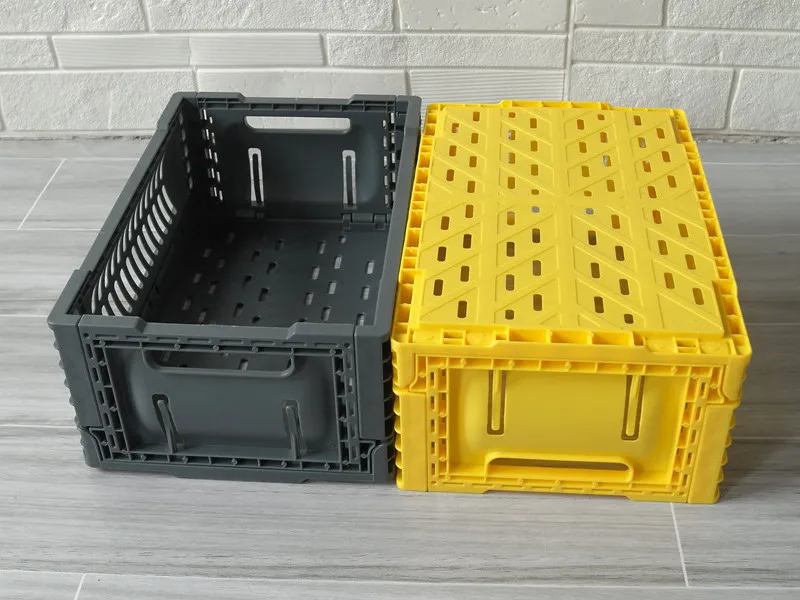 300*200*120MM  PP Warehouse Moving  collapsible Crate Recyclable Storage Box with Mesh Design Stackable  Plastic Basket on desk