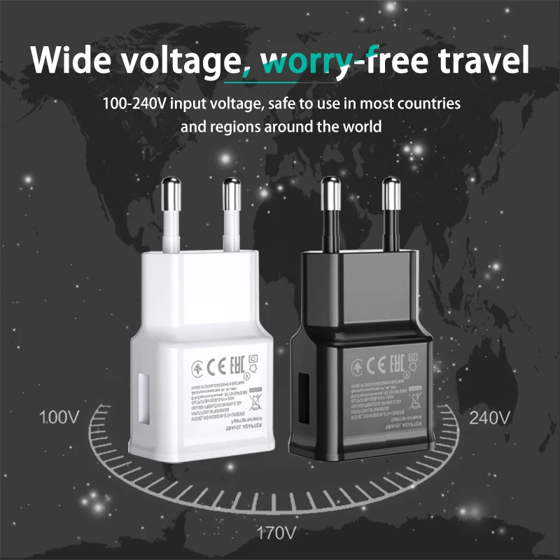 EU Plug White Black 5V 2A 1 Port USB Wall Charger Power Travel Adapter for samsung S6 S7 S8