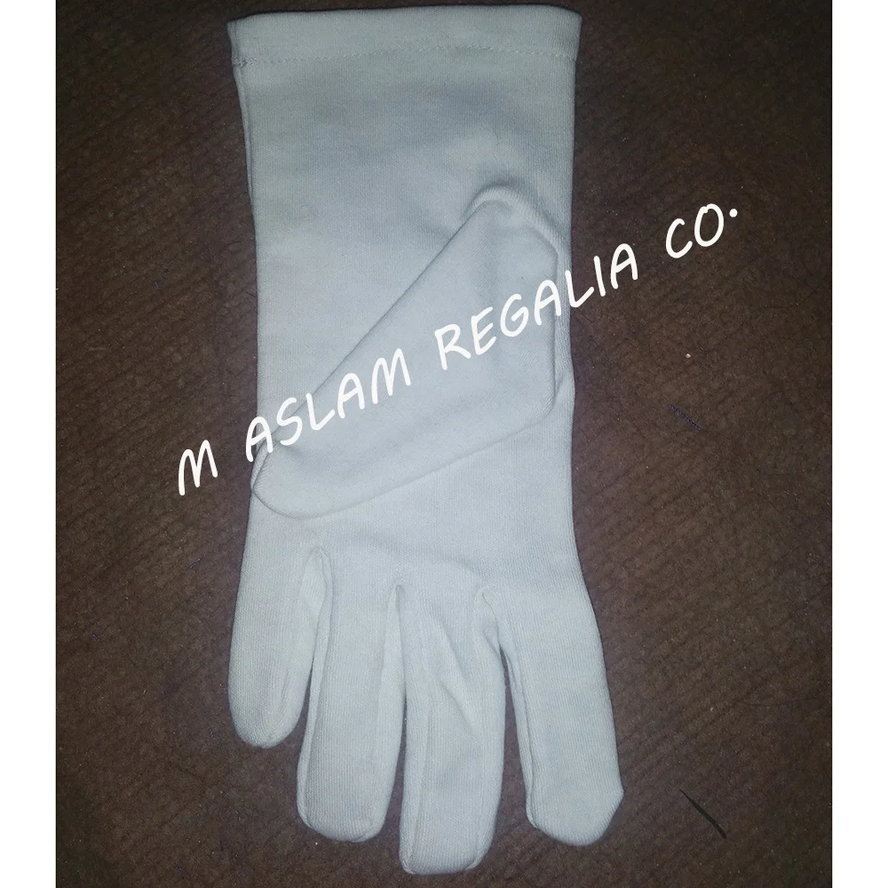 Masonic White Cotton Gloves | Custom logo Machine Embroidered Masonic Gloves