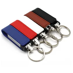 Luxury Genuine Leather USB flash memory drive PU leather usb flash drive with embossed logo leather keychain usb drive 2.0