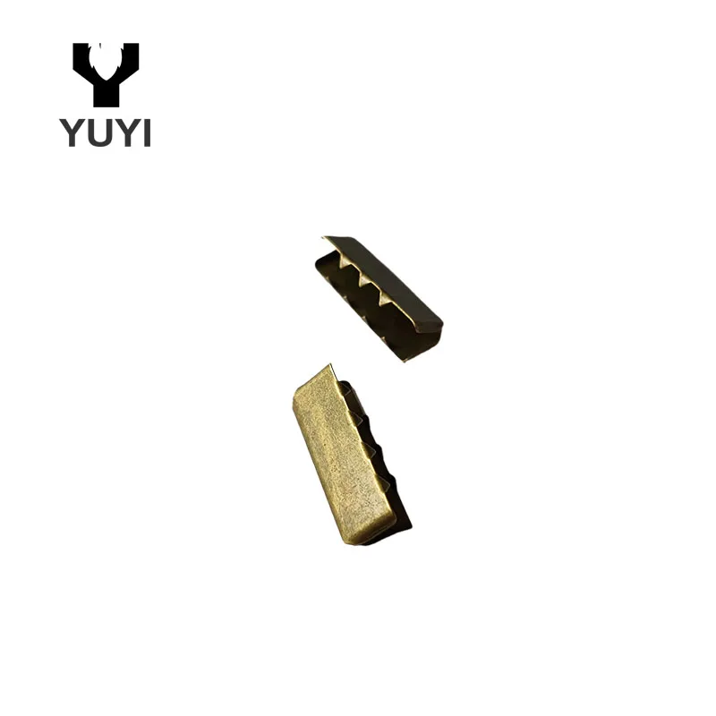 Custom Metal Ribbon Crimp End Cord Folding Claw Rope Belt End Clips