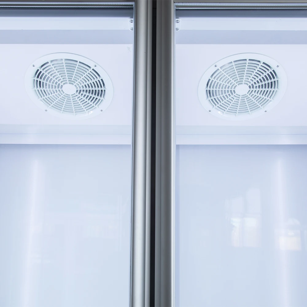 Commercial Two-Glass Door Beverage Refrigerator Upright LED Display Cooler Store Use Cold Drinks Red Bull Storage Restaurants