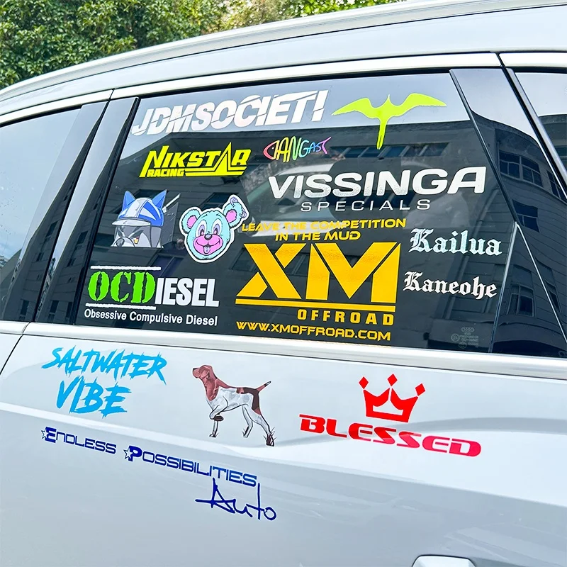 Personalized Multiple Designs Weather Resistant Car Stickers& Decals PVC Material Die Cut Logo Transfer Film Car Window Stickers