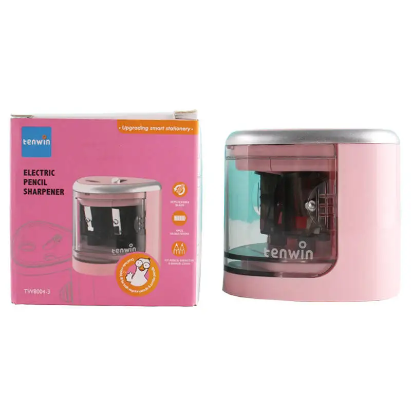 Hot Selling TENWIN Double Holes Electric  Battery Two Holes Electric Pencil Sharpener