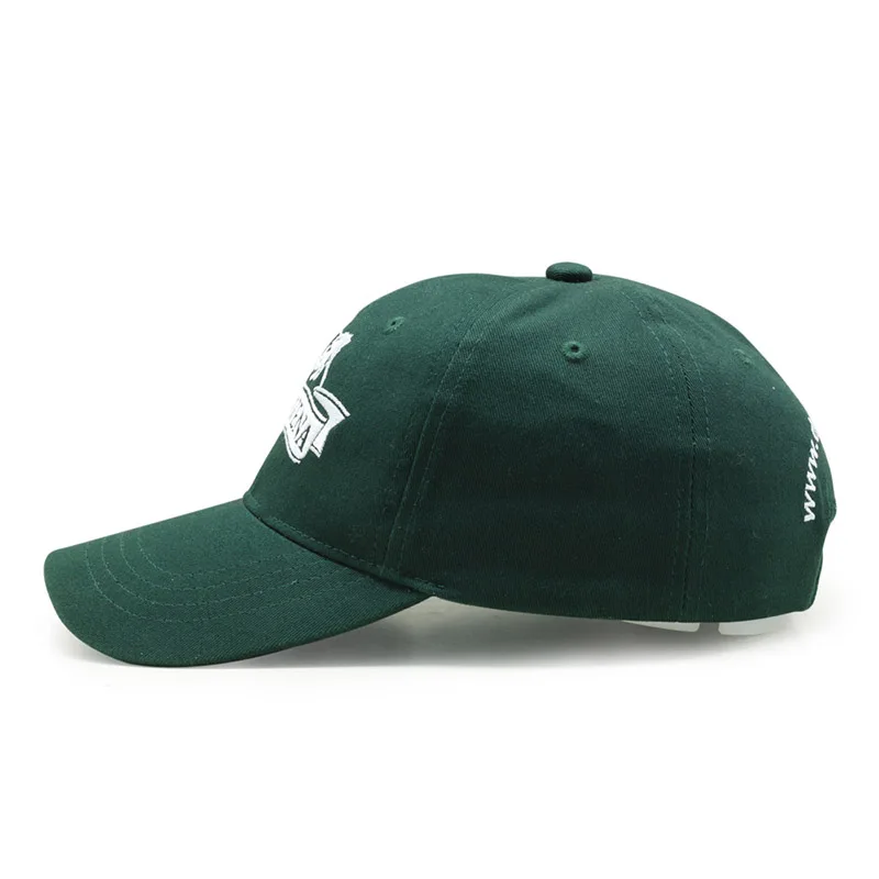 Back metal buckle 6 panel green hats Factory custom caps embroidered