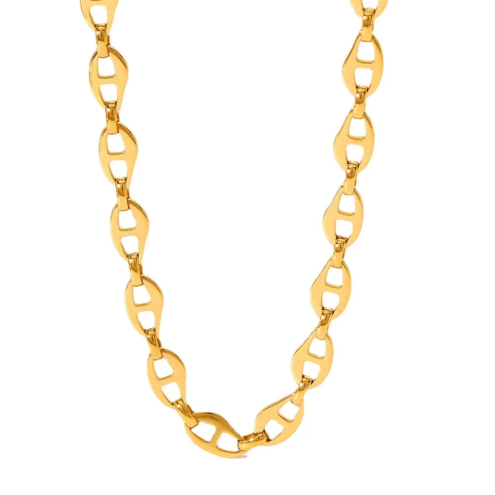 Gold Simple Fashion Jewelry Women Pendant Necklace and Stud Earrings Stainless Steel Jewelry Set