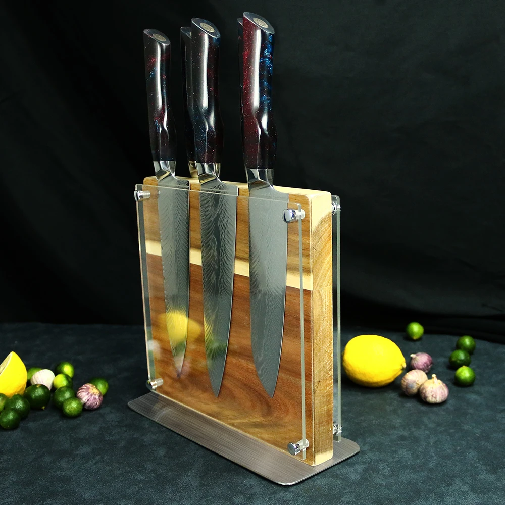 Acrylic protector with Aciacia Magnetic Knife Holder both sides Block