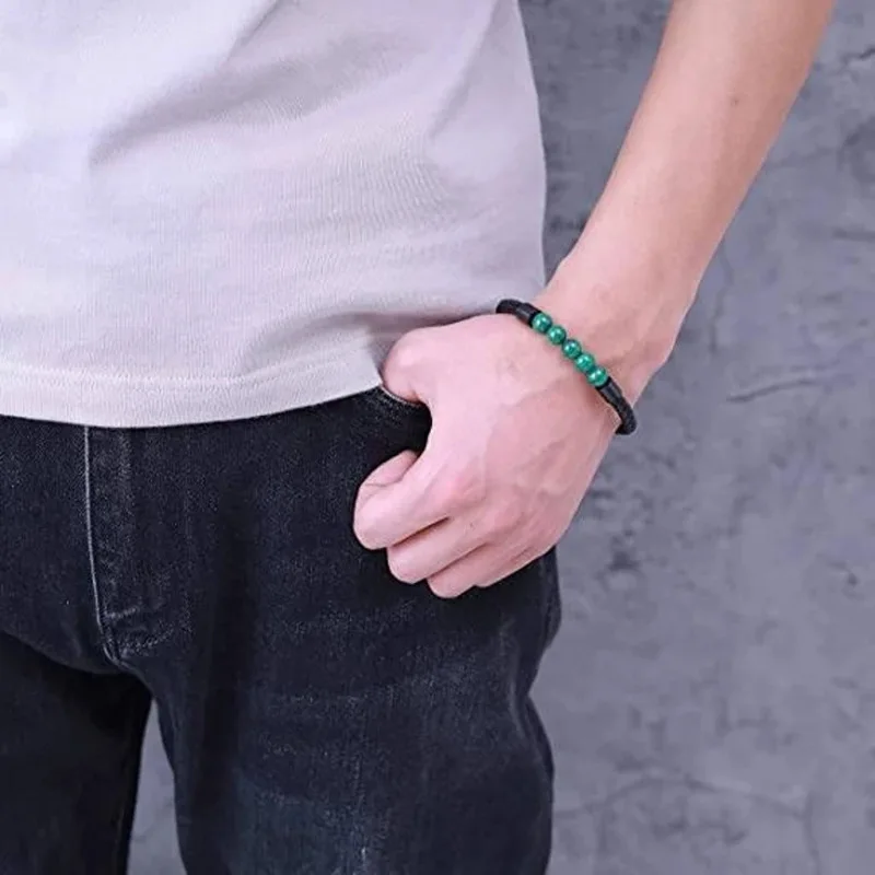 Father's Day Dad Natural Stone Beaded Braided Genuine Leather Bracelets Stainless Steel Magnetic clasp Men's Bracelets Gift.jpg