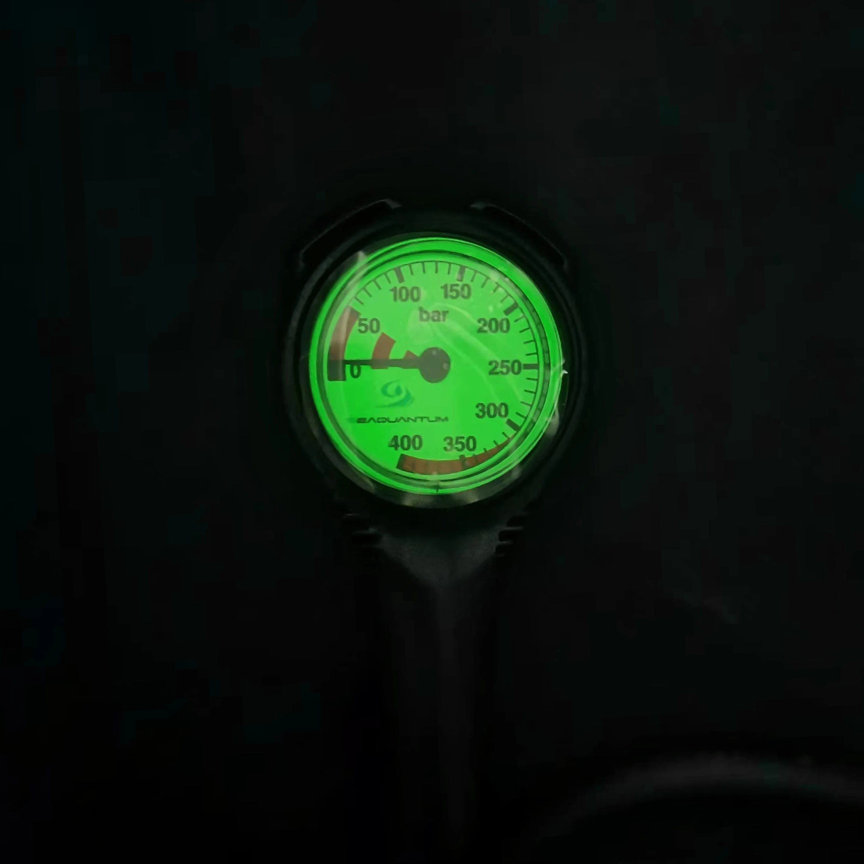 SPG Black Frame and White Face Single gauge  for  Diving with Black High Pressure Hose