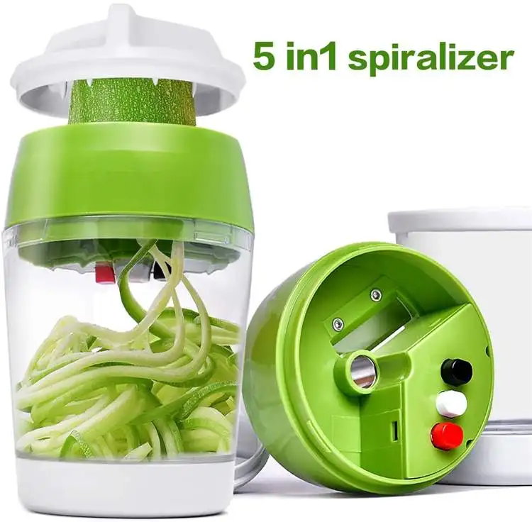 Wholesale Adjustable Cutter With Container Noodle Maker Spiral 5 In 1 Spiralizer Vegetable Slicer